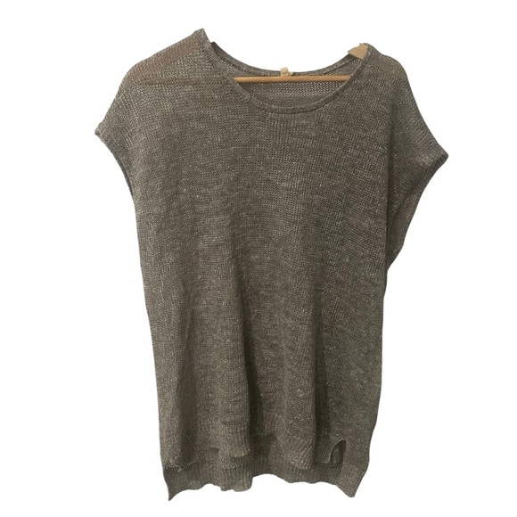 Eileen Fisher Tops - EILEEN FISHER Womens Small S Moon Gray Sparkle Linen Blend Web Tunic Sweater Top